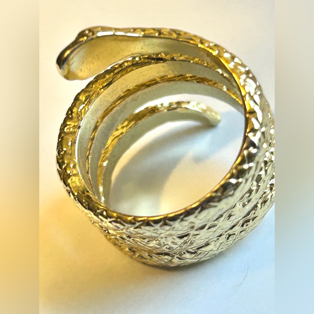Gold Snake Wrap Ring Size 6 Whimsygoth Serpent Statement Ring Witchy Jewelry - Picture 8 of 10